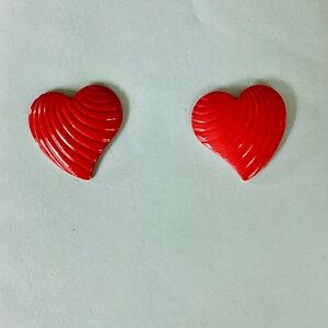 Red Enamel Heart Earrings